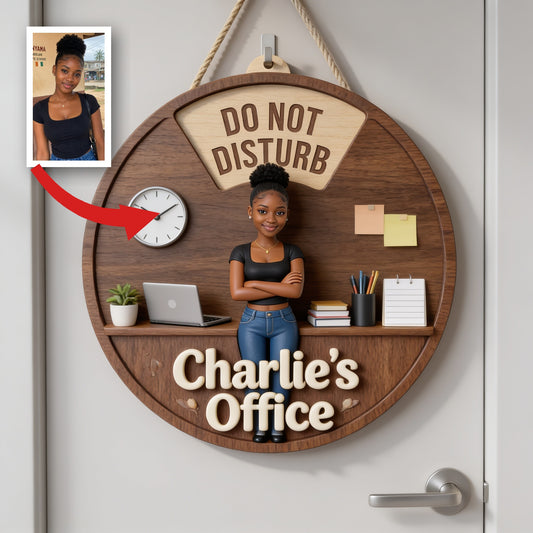 Panneau Personnalisé Femme Noire Bureau Indicateur Décor de Porte