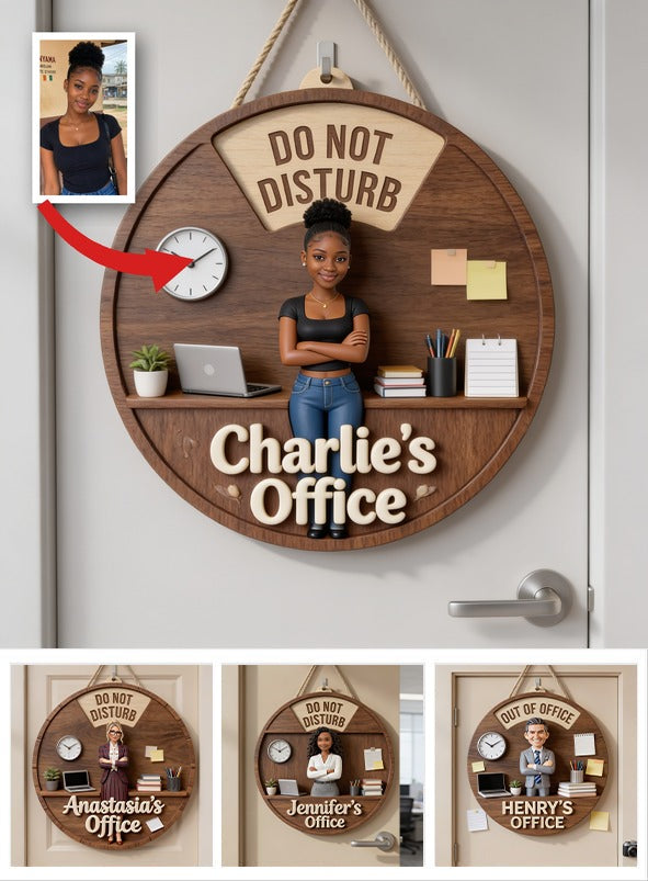 Custom Photo Black Woman Office Status Spinner Sign Home Office Door Decor