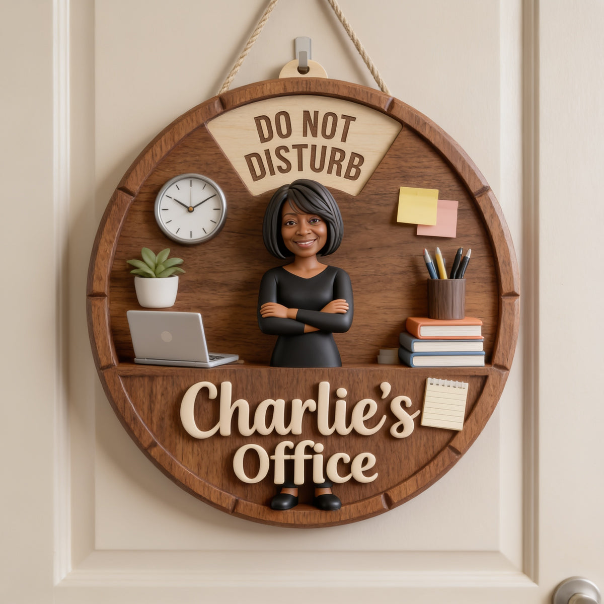 Custom Photo Older Black Woman Office Status Spinner Sign Home Office Decor