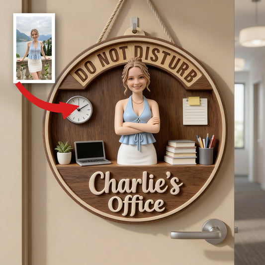 Panneau Personnalisé Photo Femme Bureau Ne Pas Déranger Décor de Porte