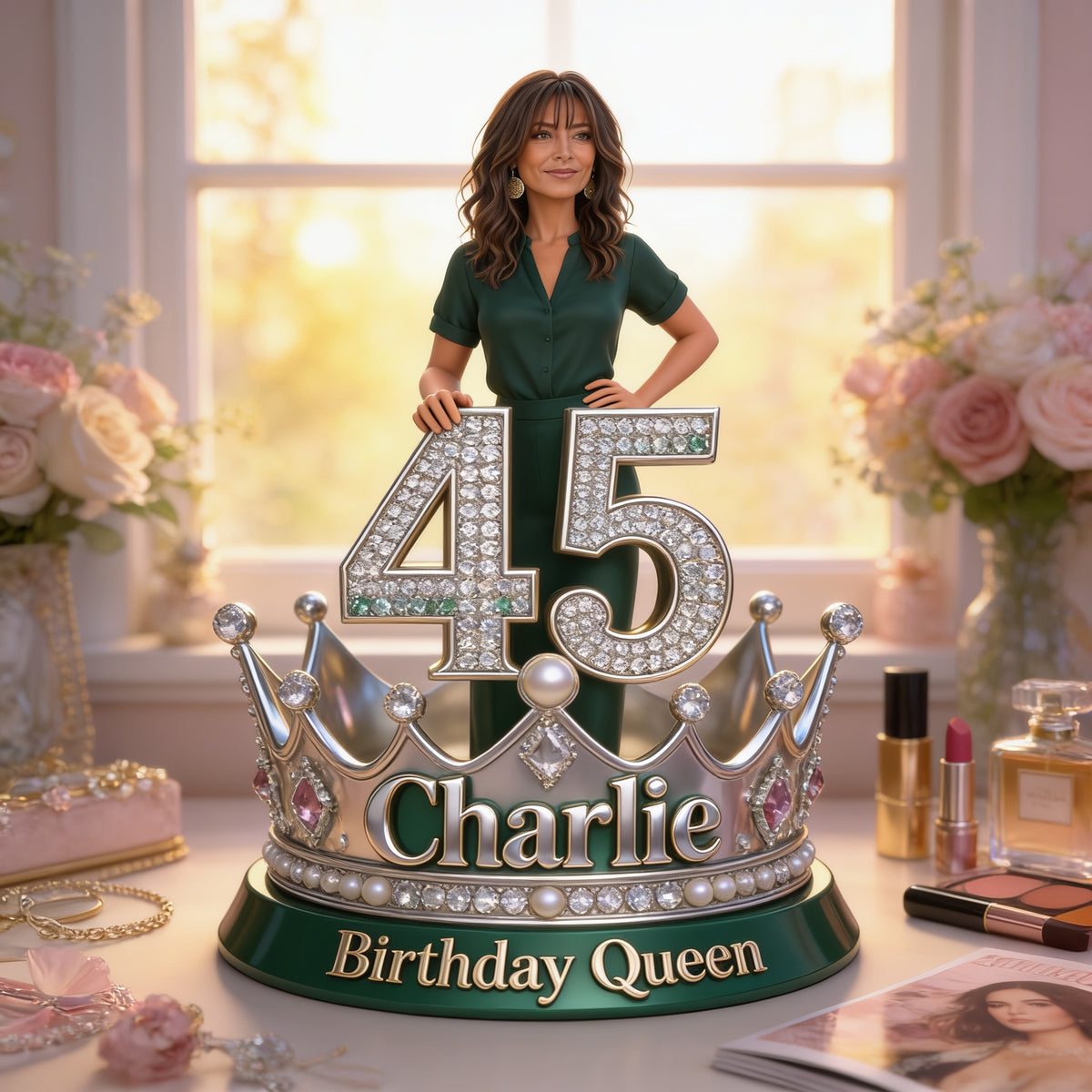 Personalized Birthday Middle-Aged Latina Woman Custom Shaped Acrylic Plaque 45th Birthday Gift