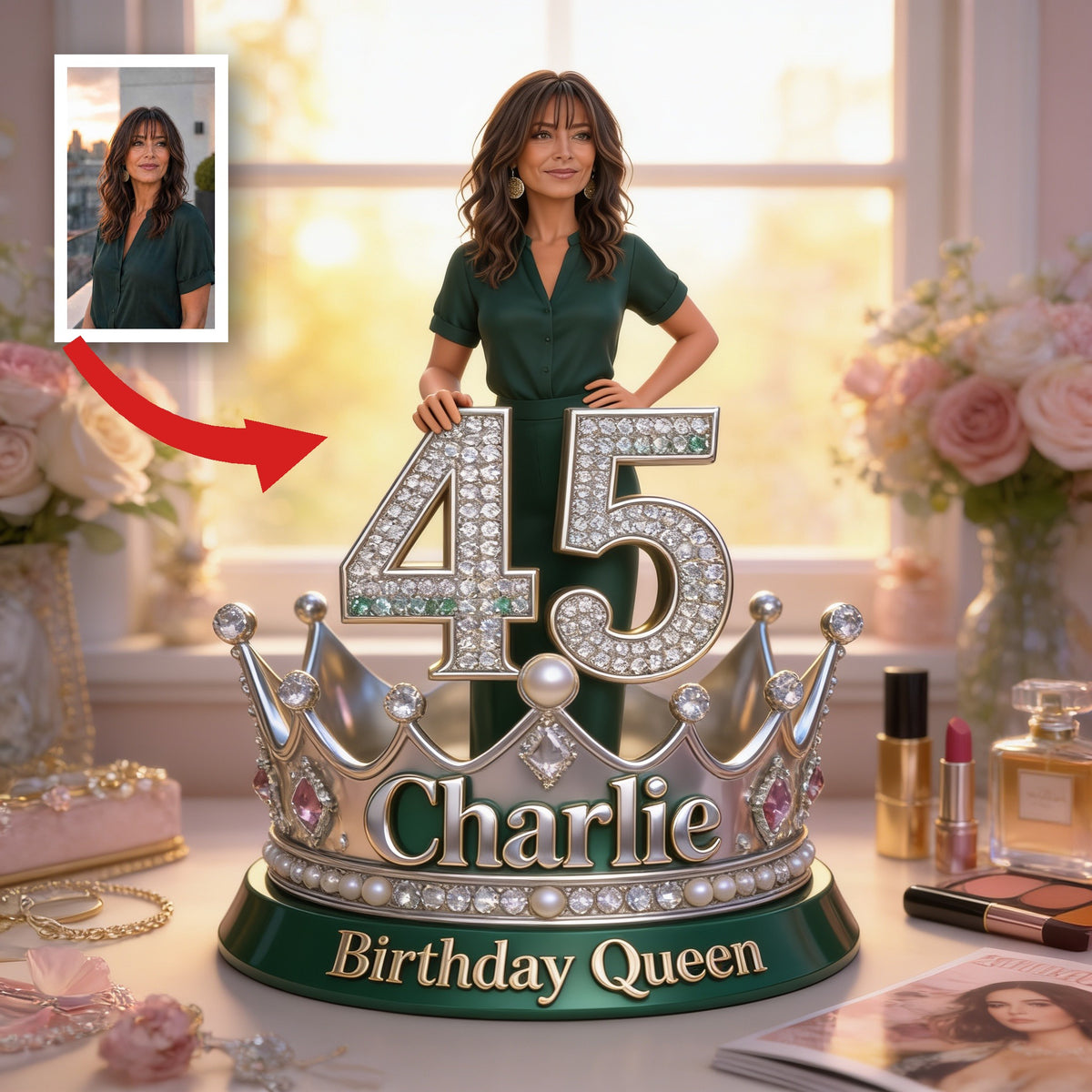 Personalized Birthday Middle-Aged Latina Woman Custom Shaped Acrylic Plaque 45th Birthday Gift