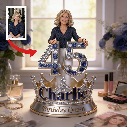 Personalized Birthday Middle-Aged Woman Custom Shaped Acrylic Plaque, 45th Birthday Queen Gift