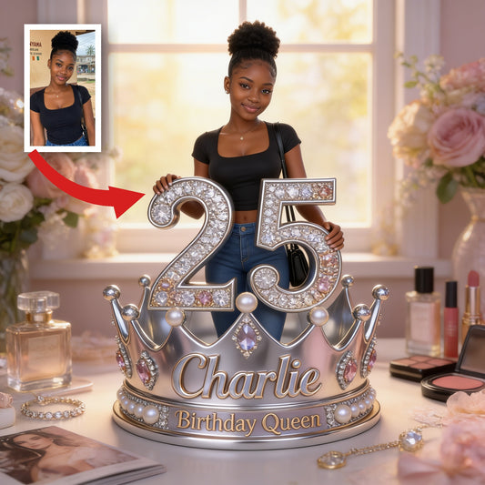 Personalized Birthday Black Woman Queen Custom Shaped Acrylic Plaque Gift for Her