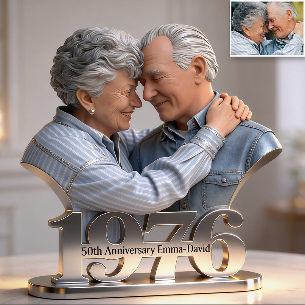 Custom Photo 5th Anniversary Black Couple 2021 Custom Shaped Acrylic Plaque Gift for Husband, Wife