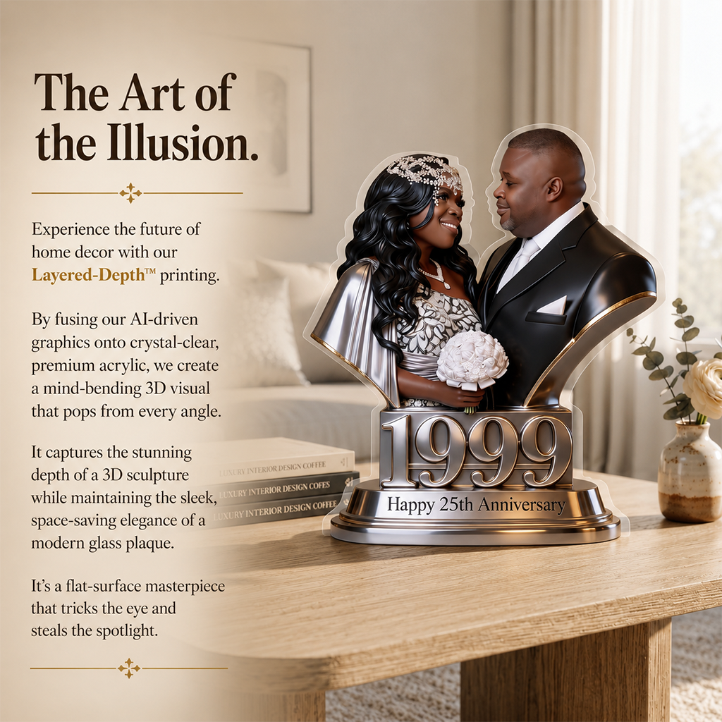 Custom Photo 10th Wedding Anniversary Black Couple 2016 Acrylic Plaque Gift