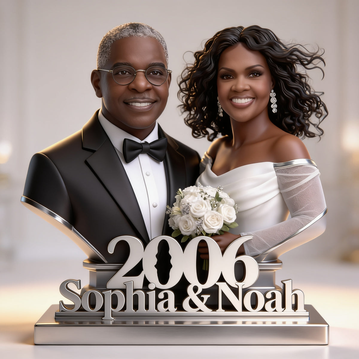 Custom Photo 20th Wedding Anniversary Middle-Aged Black Couple 2006 Acrylic Plaque Keepsake