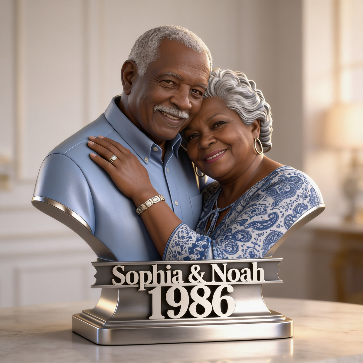 Custom Photo 40th Anniversary Older Black Couple 1986 Acrylic Plaque Keepsake Gift