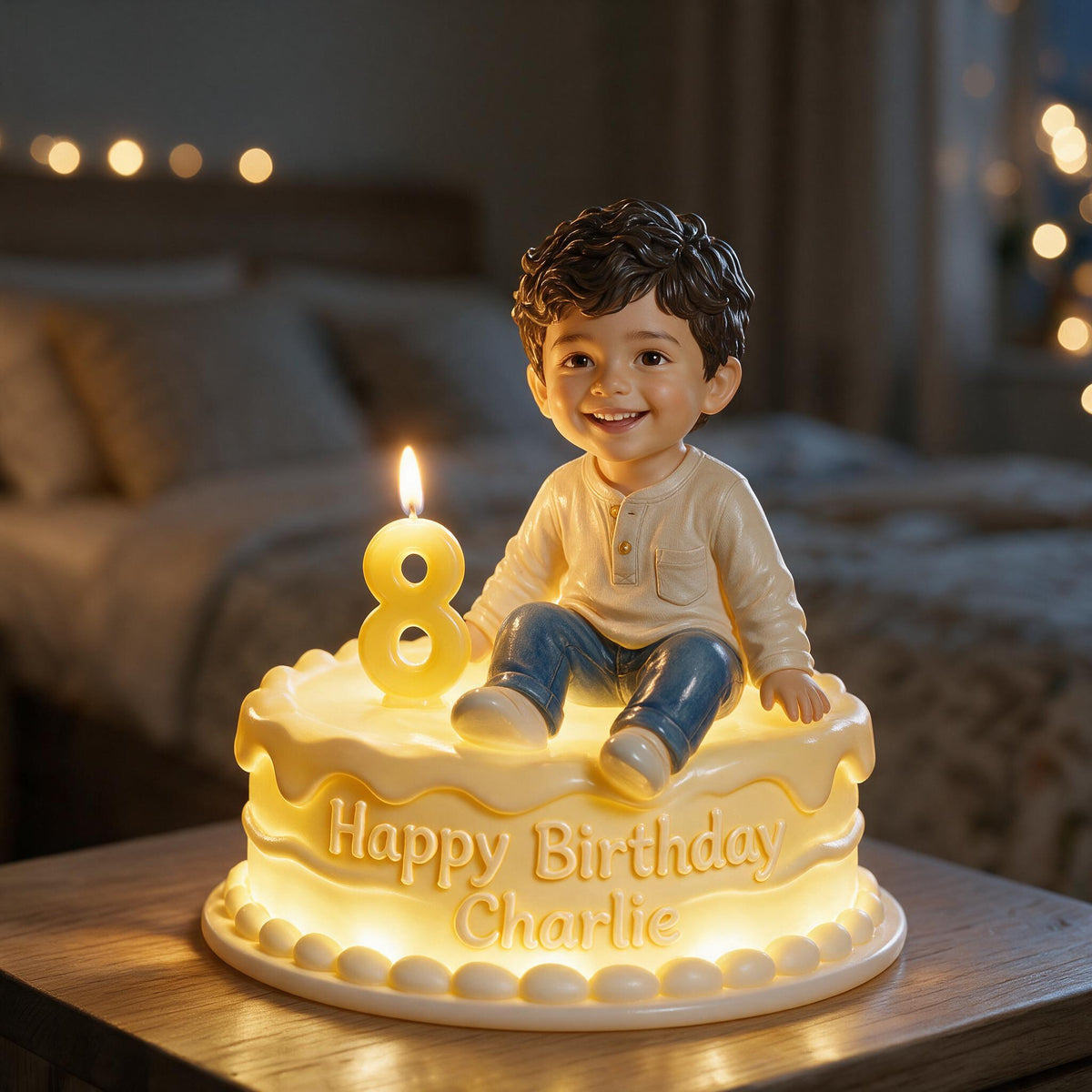 Personalized Birthday Latino Little Boy Acrylic LED Night Light Gift for Son Grandson Nephew