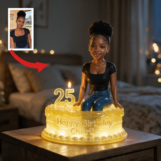 Personalized 25th Birthday Black Woman Acrylic LED Night Light Gift
