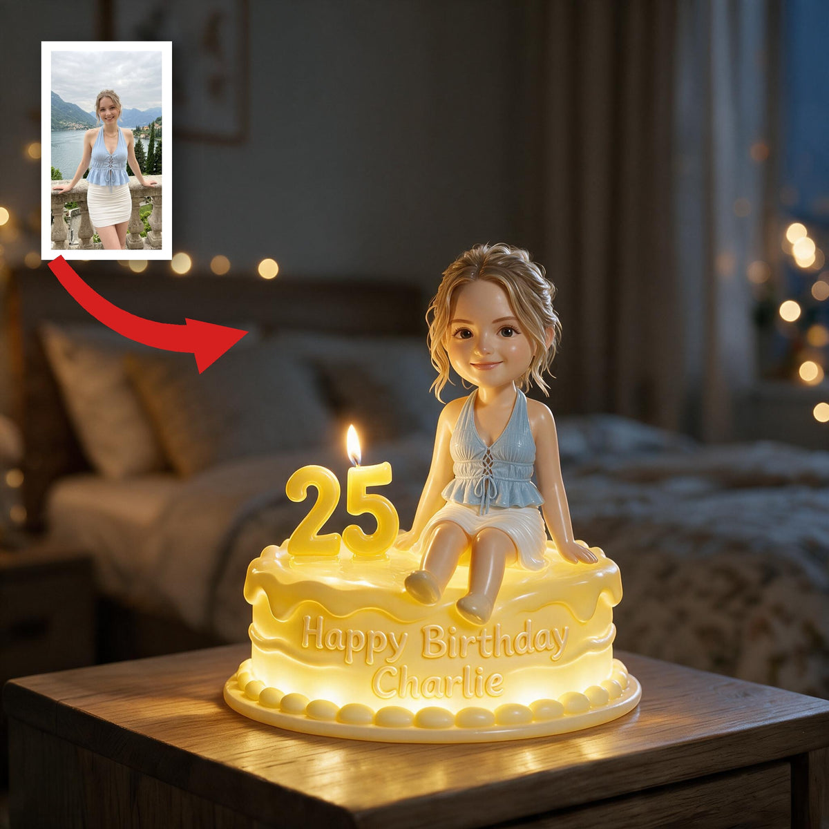 Personalized 25th Birthday Woman Acrylic LED Night Light Birthday Keepsake Gift