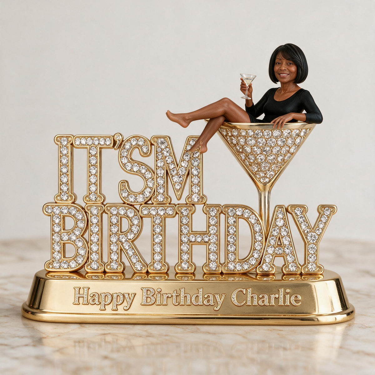 Personalized 50th Birthday Middle-Aged Black Woman Acrylic Plaque