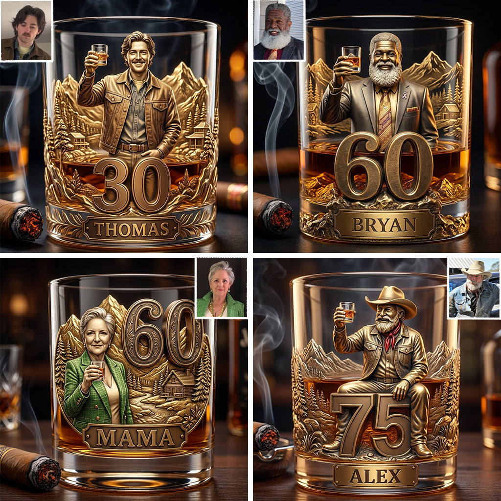 Personalized 25th Birthday Man Whiskey Glass Gift for Husband Boyfriend Son
