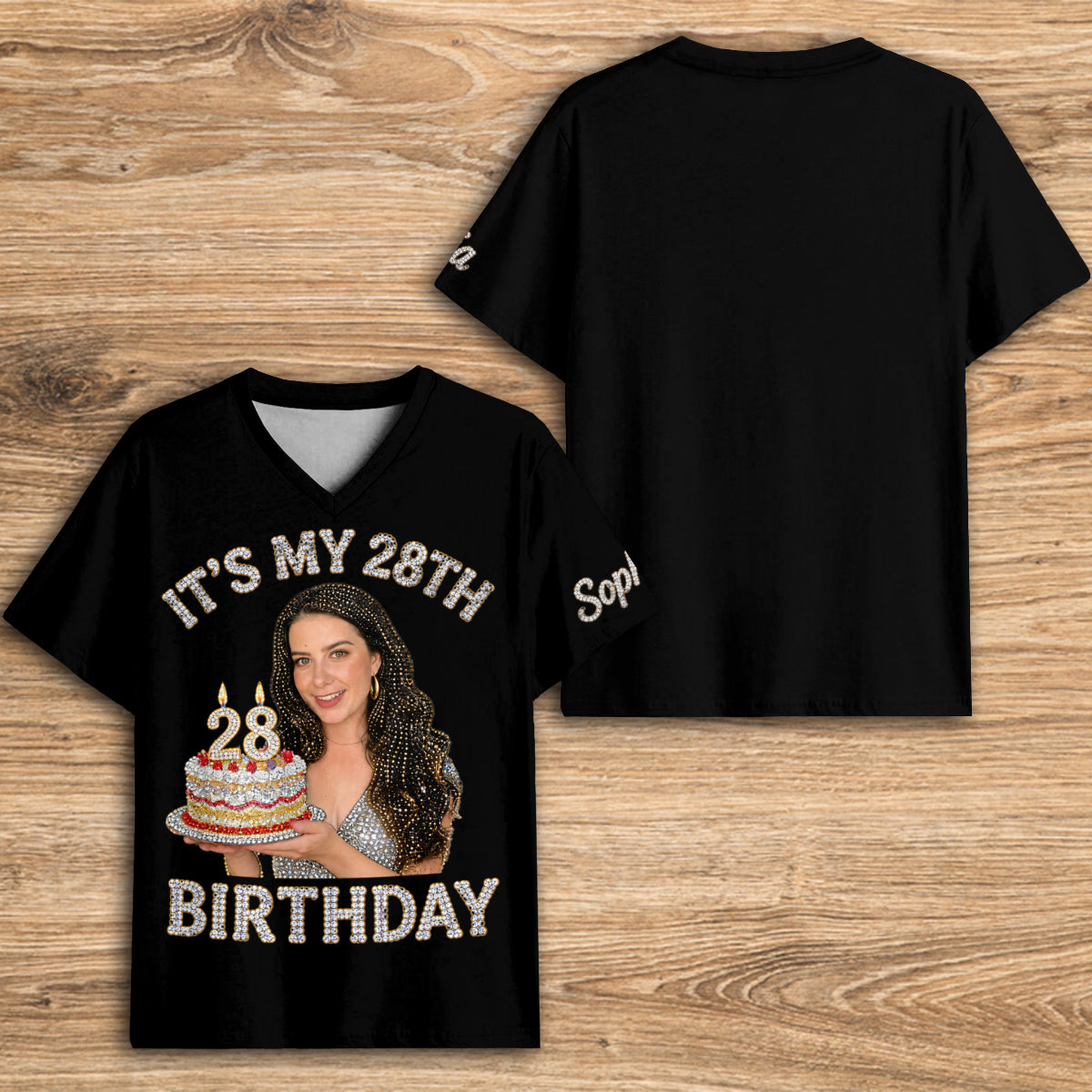 Personalized 25th Birthday Woman V-Neck T-Shirt Gift For Her