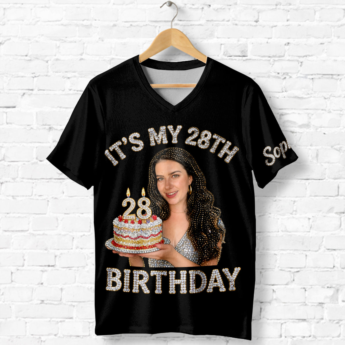 Personalized Birthday Latina Little Girl V-Neck T-Shirt Gift