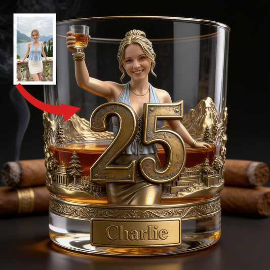 Personalized 25th Birthday Woman Whiskey Glass Gift for Her