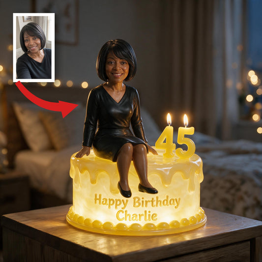 Personalized 50th Birthday Middle-Aged Black Woman Acrylic LED Night Light Gift