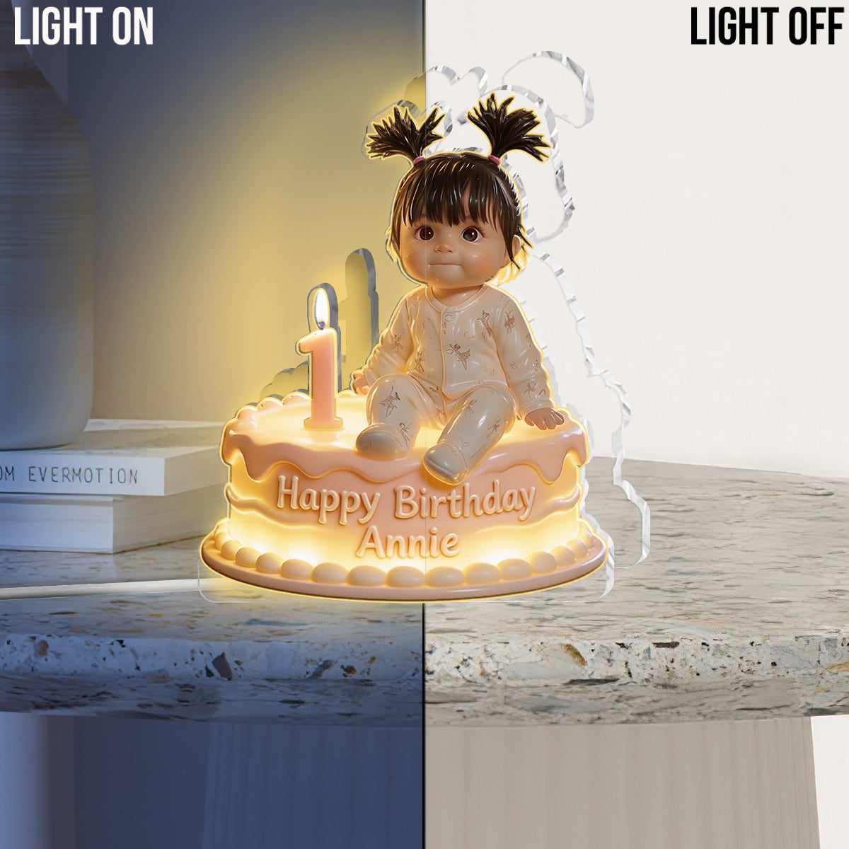 Personalized Birthday Latina Little Girl Acrylic LED Night Light, Kids Birthday Keepsake Gift