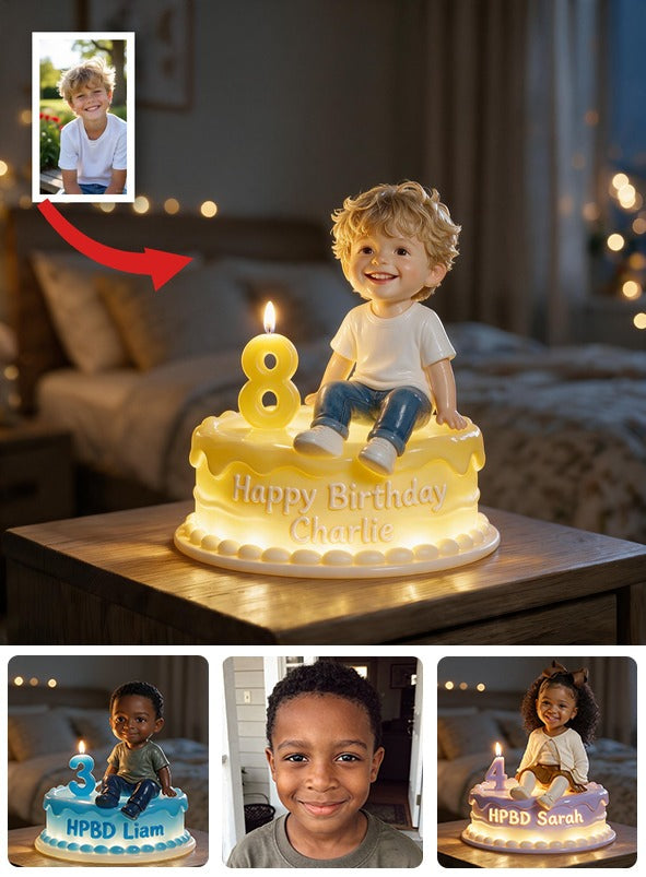 Personalized Birthday Little Boy Acrylic LED Night Light, Keepsake Gift for Son Grandson