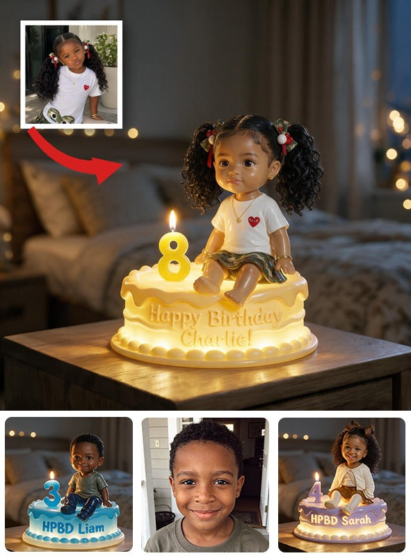 Personalized Birthday Black Little Girl Acrylic LED Night Light, Custom Keepsake Gift for Daughter Granddaughter Niece