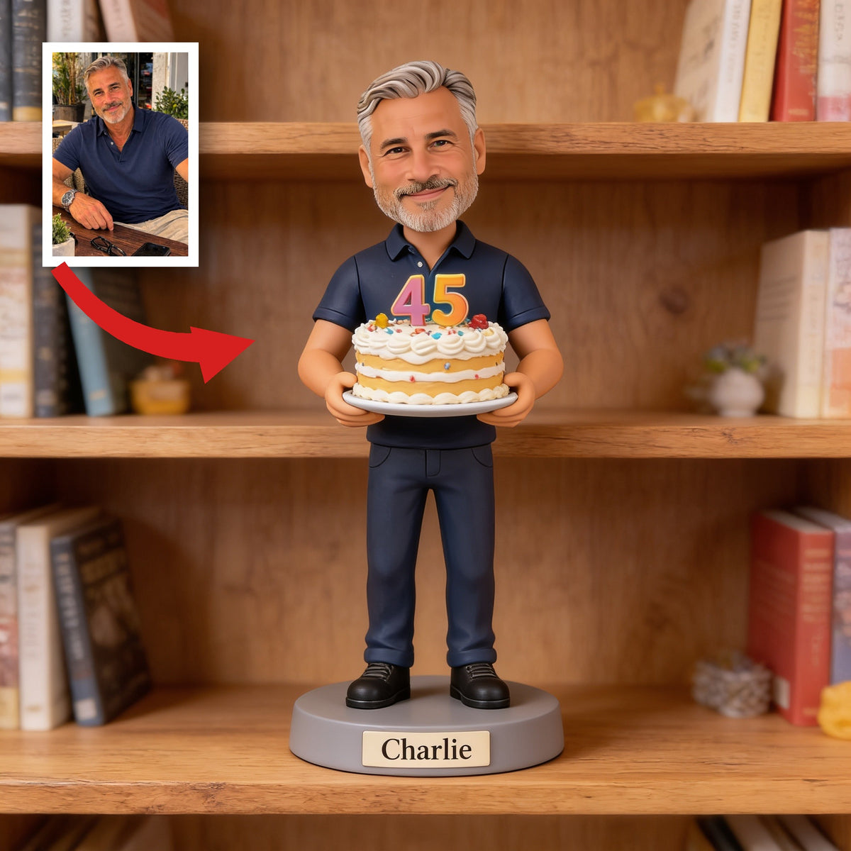 Personalized 45th Birthday Middle-Aged Man Custom Shaped Acrylic Plaque