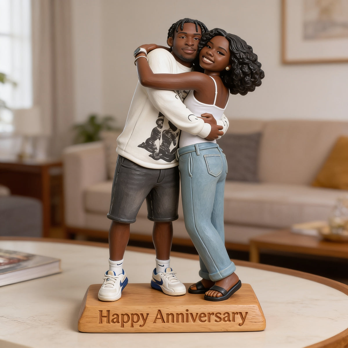 Custom Photo 5th Anniversary Black Couple Custom Shaped Acrylic Plaque