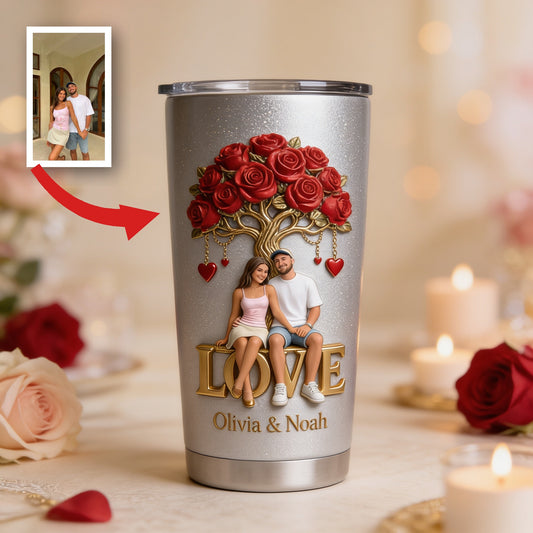 Custom Photo Latino Couple Tumbler - Romantic Husband Wife Gift