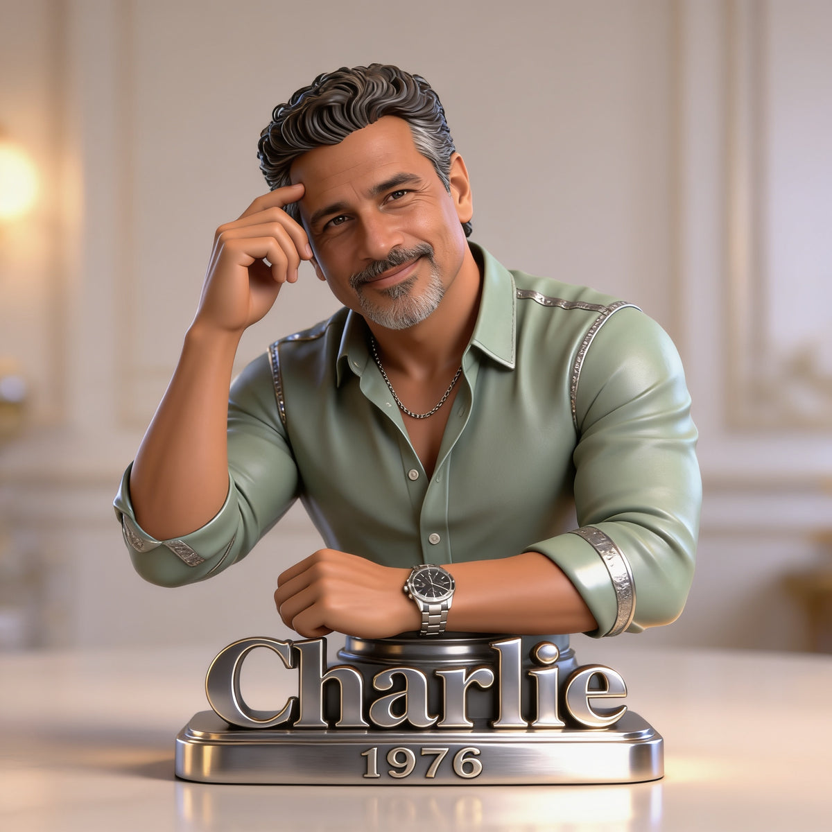 Personalized 50th Birthday Middle-Aged Latino Man Custom Shaped Acrylic Plaque Gift for Him