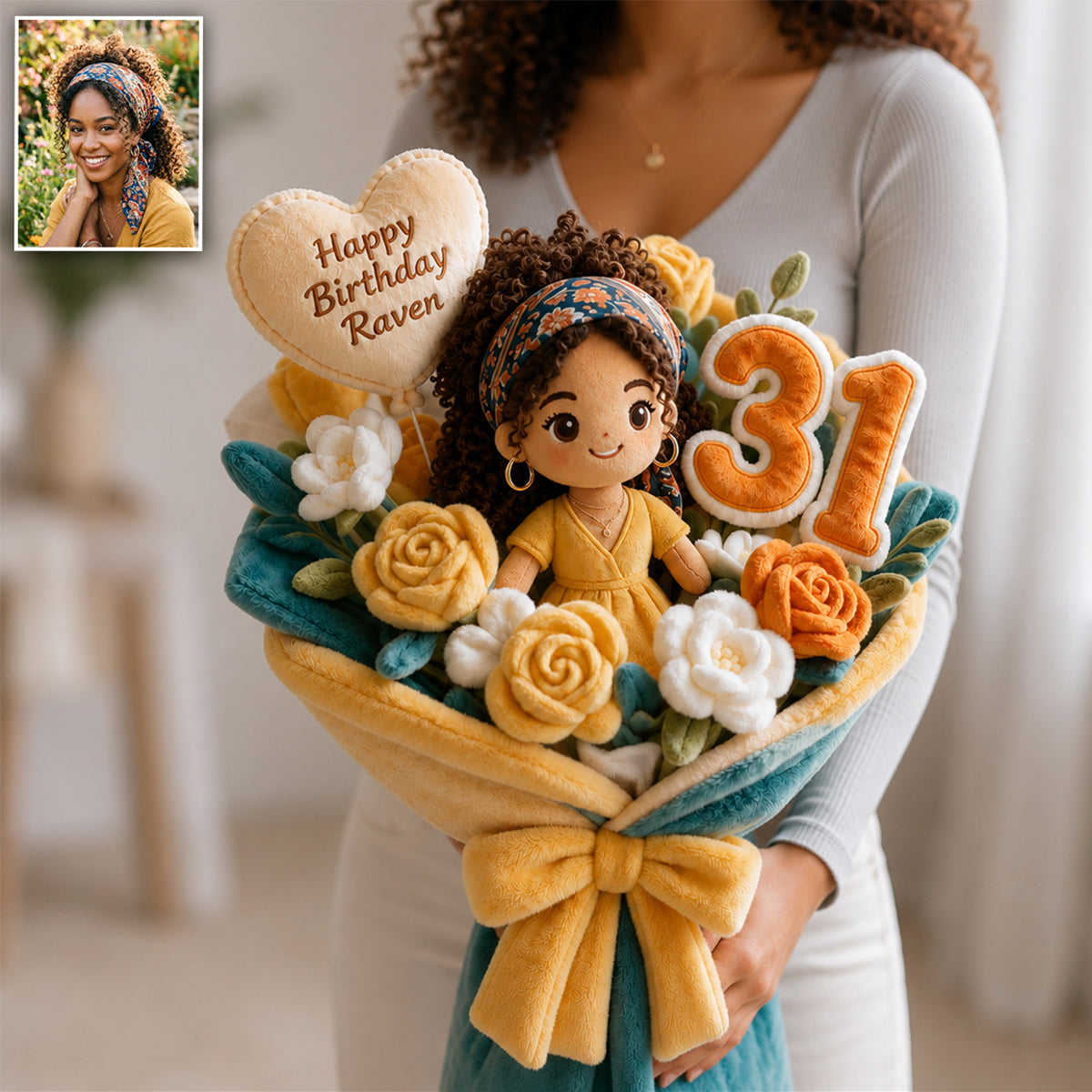 Coussin Bouquet en Fourrure Synthétique Personnalisé pour 8 Ans