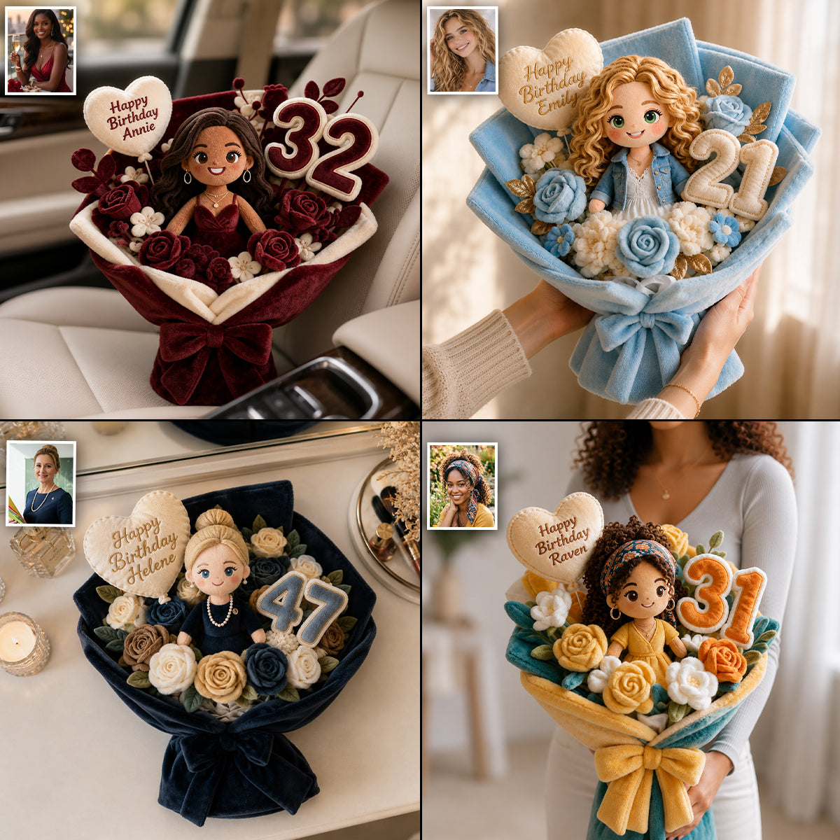 Coussin Bouquet en Fourrure Synthétique Personnalisé pour 8 Ans