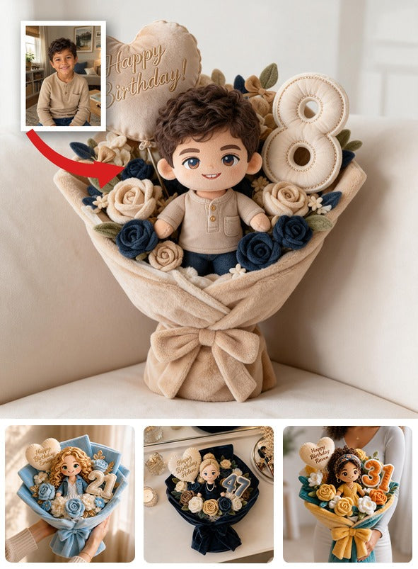 Coussin Bouquet en Fourrure Synthétique Personnalisé pour 8 Ans
