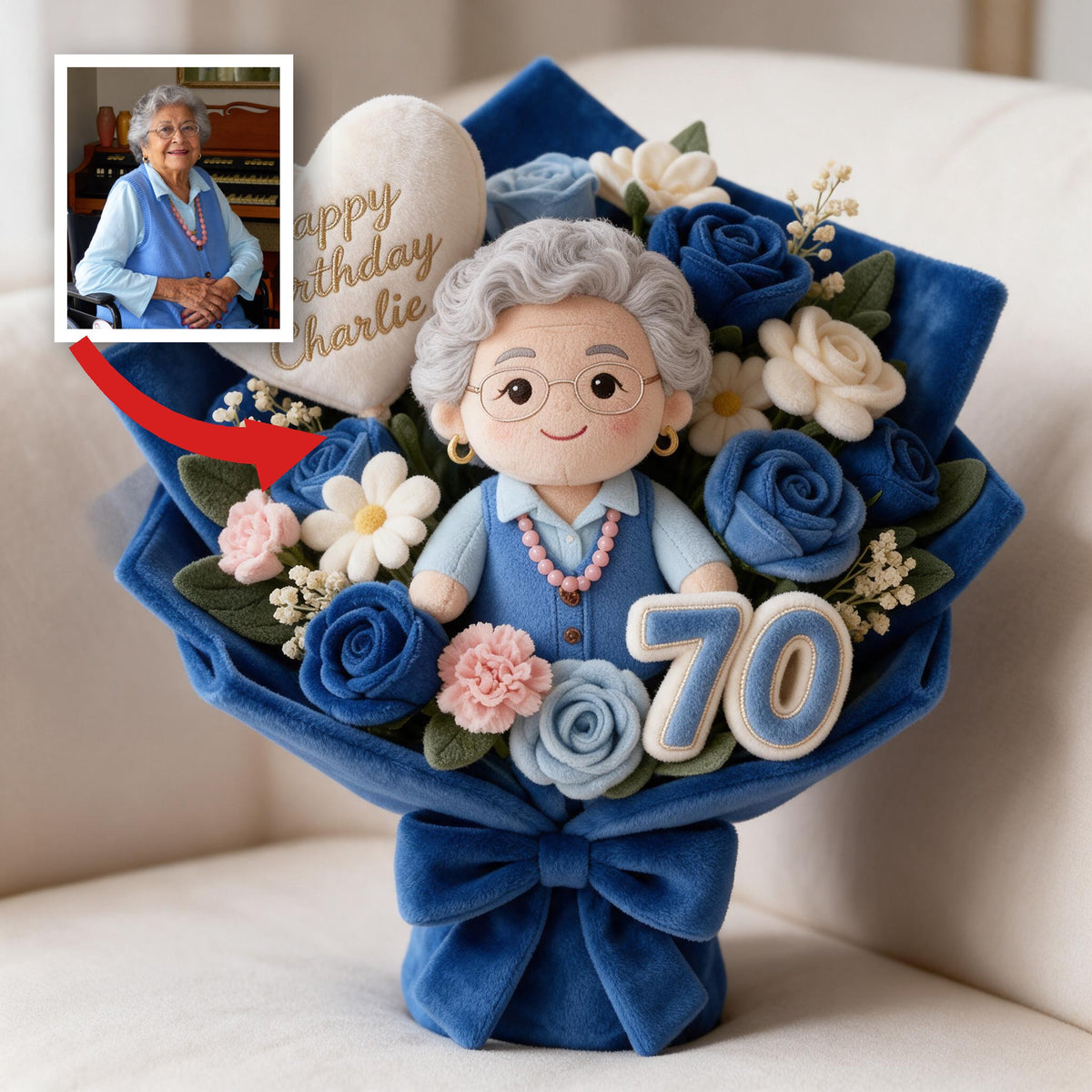 Personalisierte 70. Geburtstags Geschenk für Großmutter - Ältere Latina Frau Kissen
