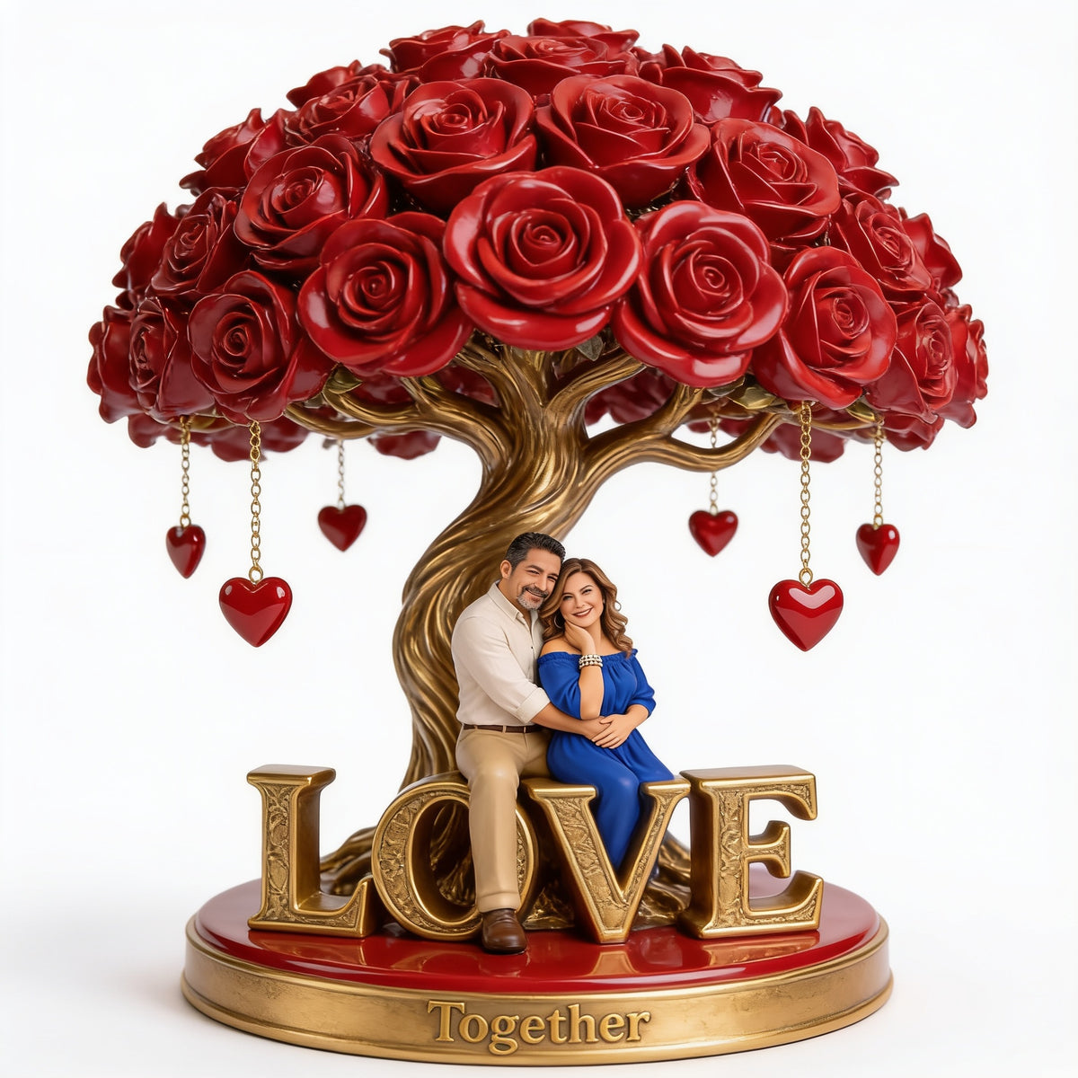 Personalized Middle-Aged Latino Couple Custom Shaped Acrylic Plaque Love Keepsake