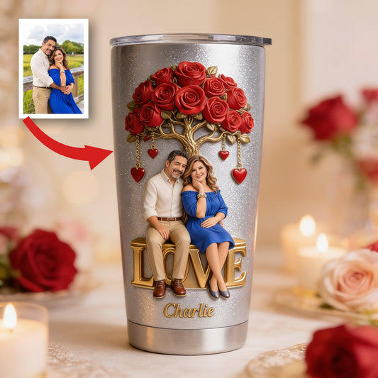 Personalized Middle-Aged Latino Couple Tumbler - Husband & Wife Love Gift