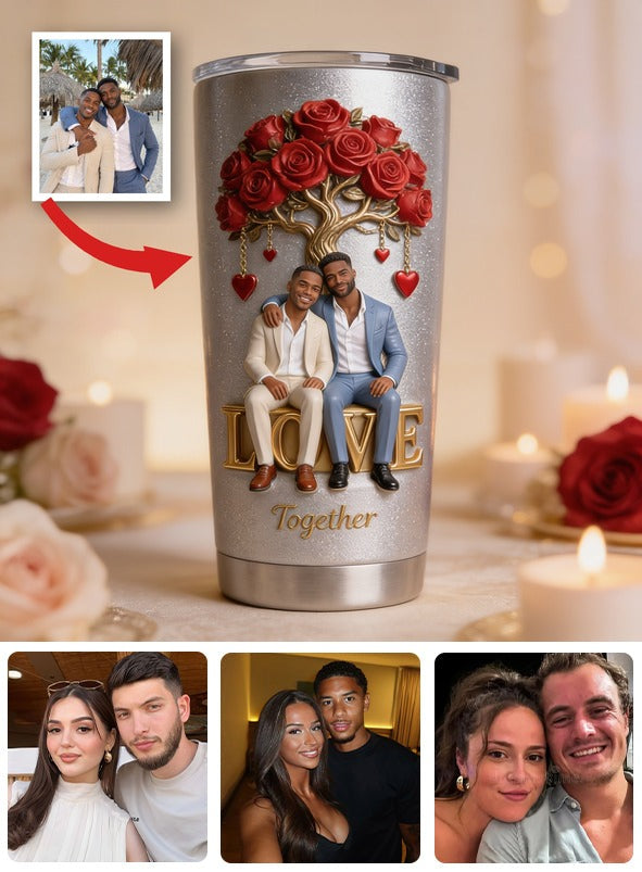Personalized Black Gay Couple Tumbler LGBT Romantic Couple Gift