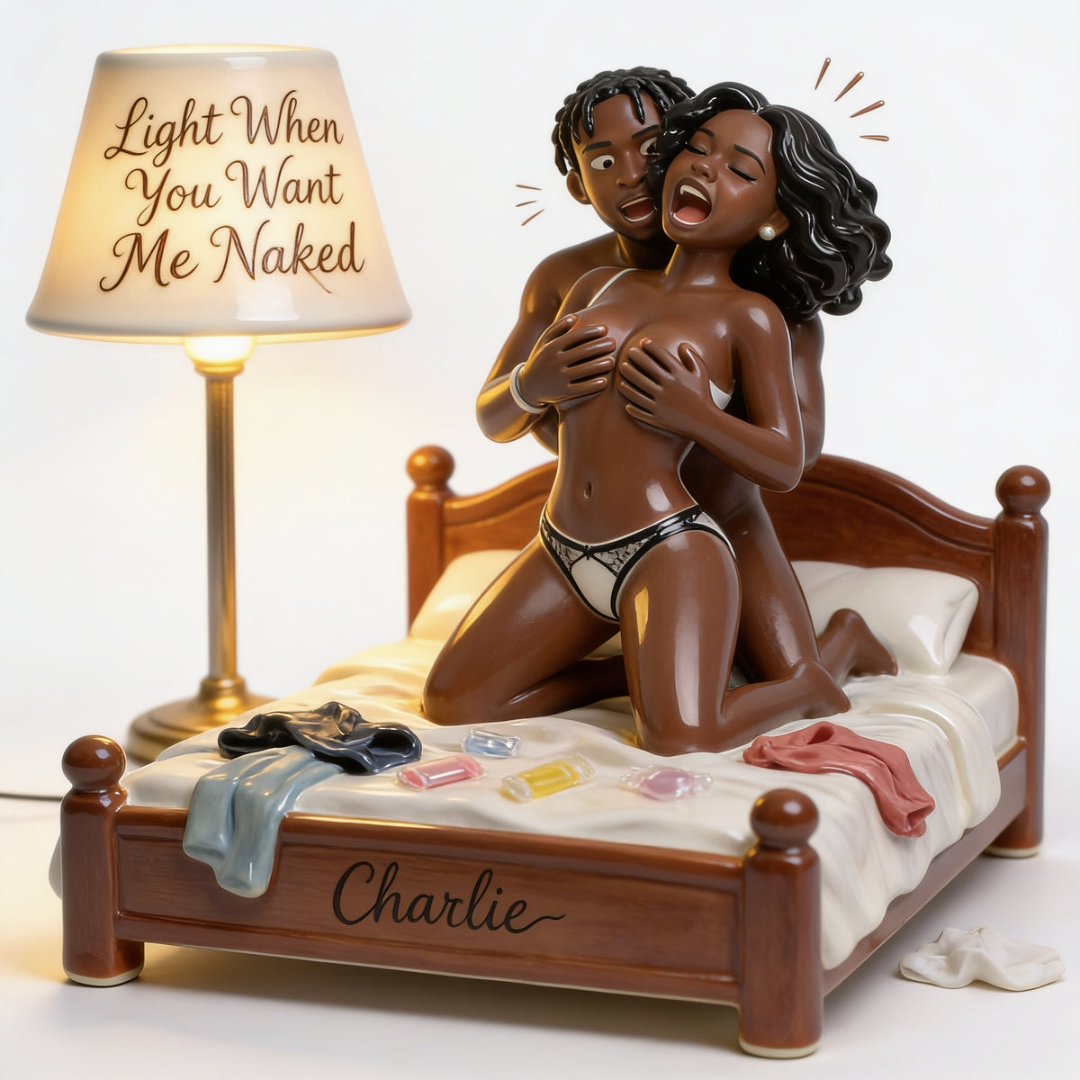 Personalized Black Couple Funny Acrylic LED Night Light Romantic Couple Bedroom Gift