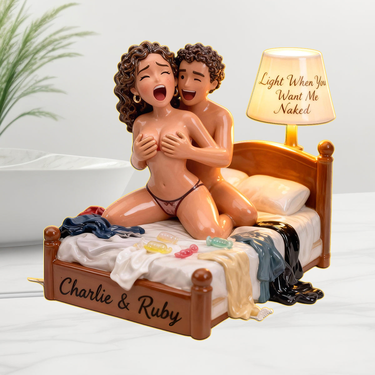 Personalized Black Couple Funny Acrylic LED Night Light Romantic Couple Bedroom Gift