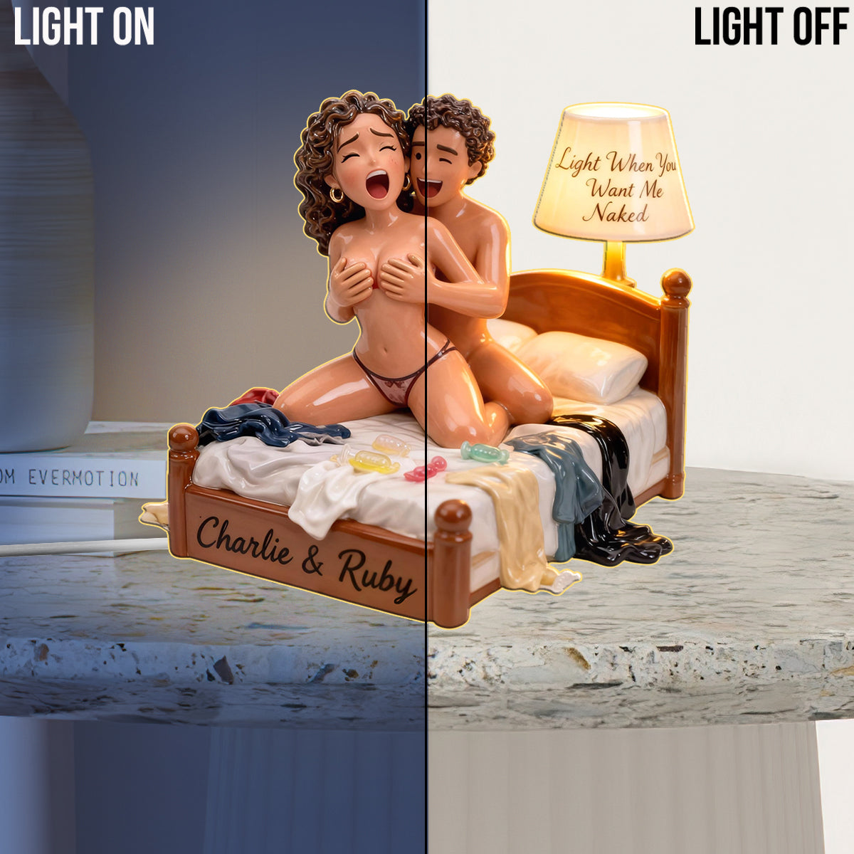Personalized Middle-Aged Couple Acrylic LED Night Light, Funny Romantic Bedroom Gift