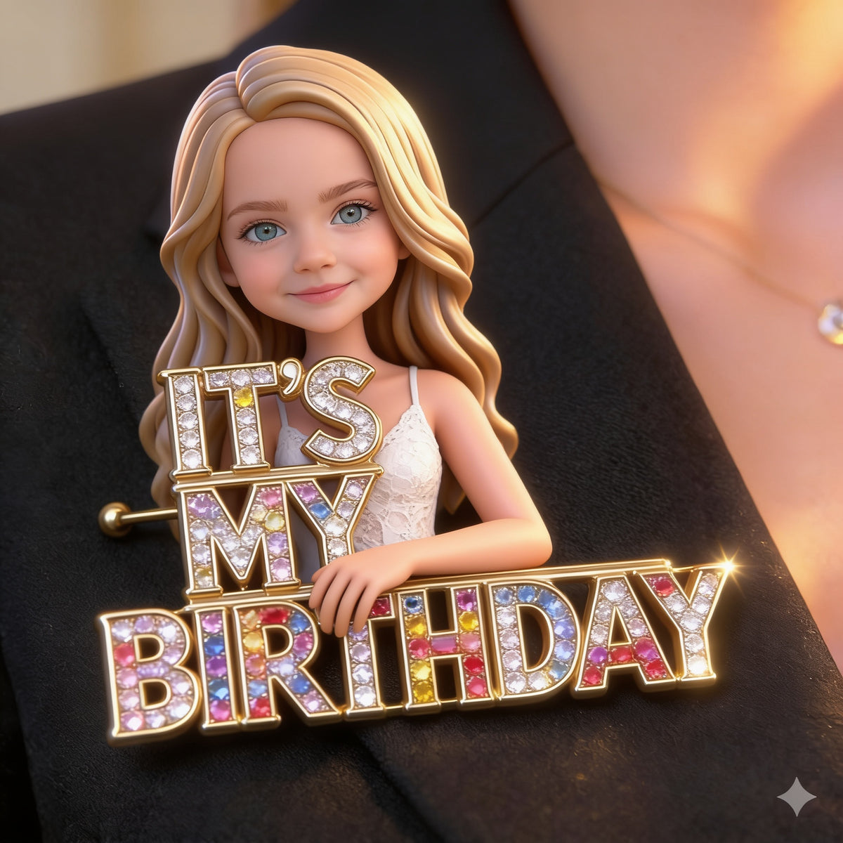 Épinglette d'anniversaire photo personnalisée pour petite fille, cadeau pour fille, petite-fille, nièce