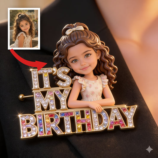 Custom Photo Birthday Latina Little Girl Pin Gift for Daughter Granddaughter Niece