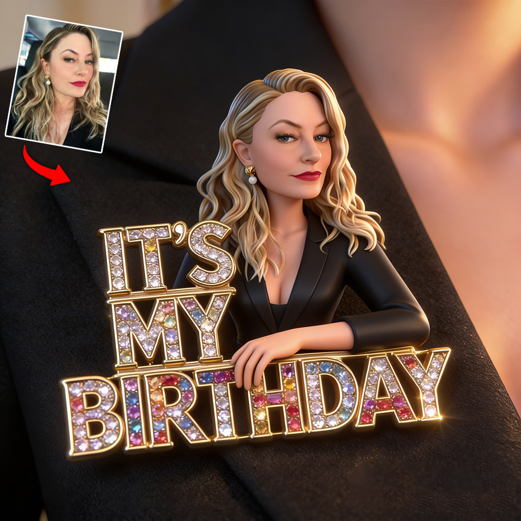 Custom Photo 21st Birthday Black Woman Enamel Pin Gift for Her