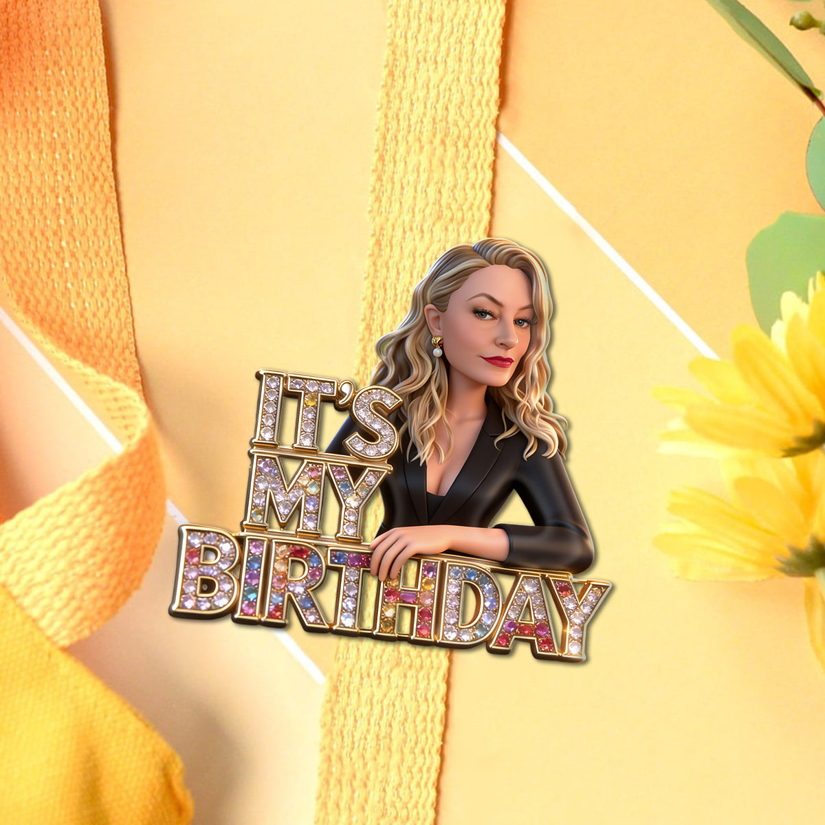Custom Photo 21st Birthday Latina Woman Acrylic Enamel Pin Gift