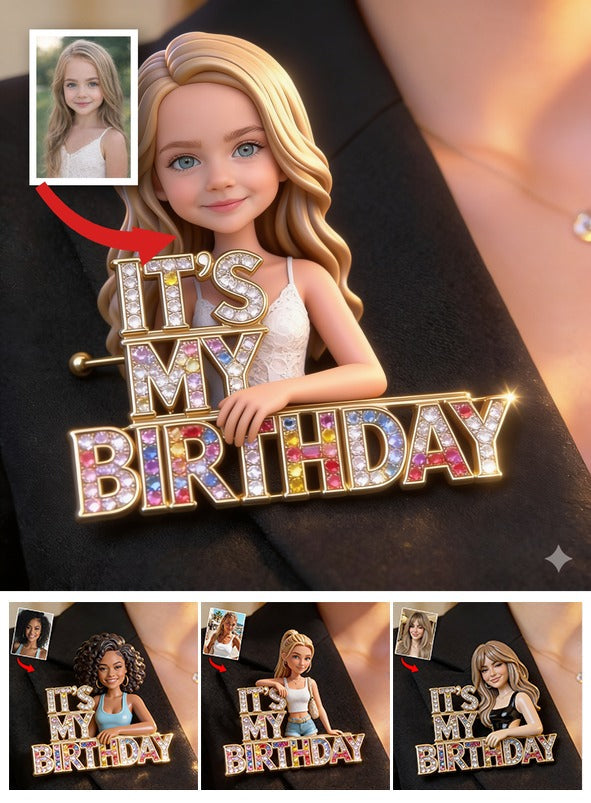 Épinglette d'anniversaire photo personnalisée pour petite fille, cadeau pour fille, petite-fille, nièce