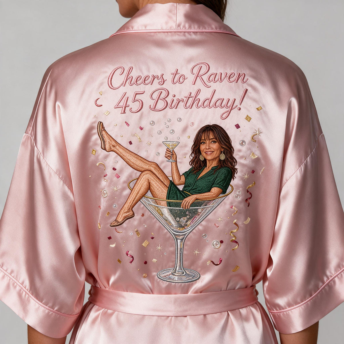Personalized 45th Birthday Middle-Aged Latina Woman Satin Robe
