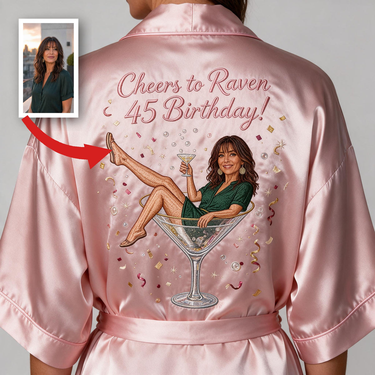 Personalized 45th Birthday Middle-Aged Latina Woman Satin Robe