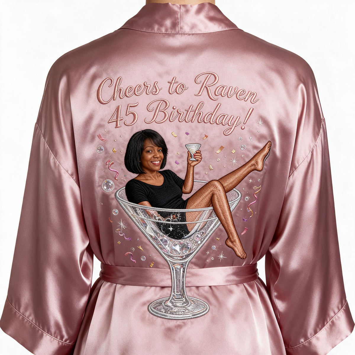 Personalized 45th Birthday Middle-Aged Black Woman Satin Robe Gift for Her