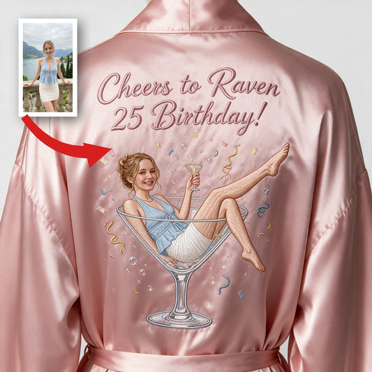 Personalized 25th Birthday Woman Satin Robe Fun Birthday Gift For Her