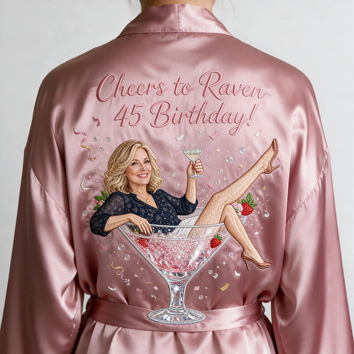 Personalized 45th Birthday Middle-Aged Woman Satin Robe Birthday Gift for Her