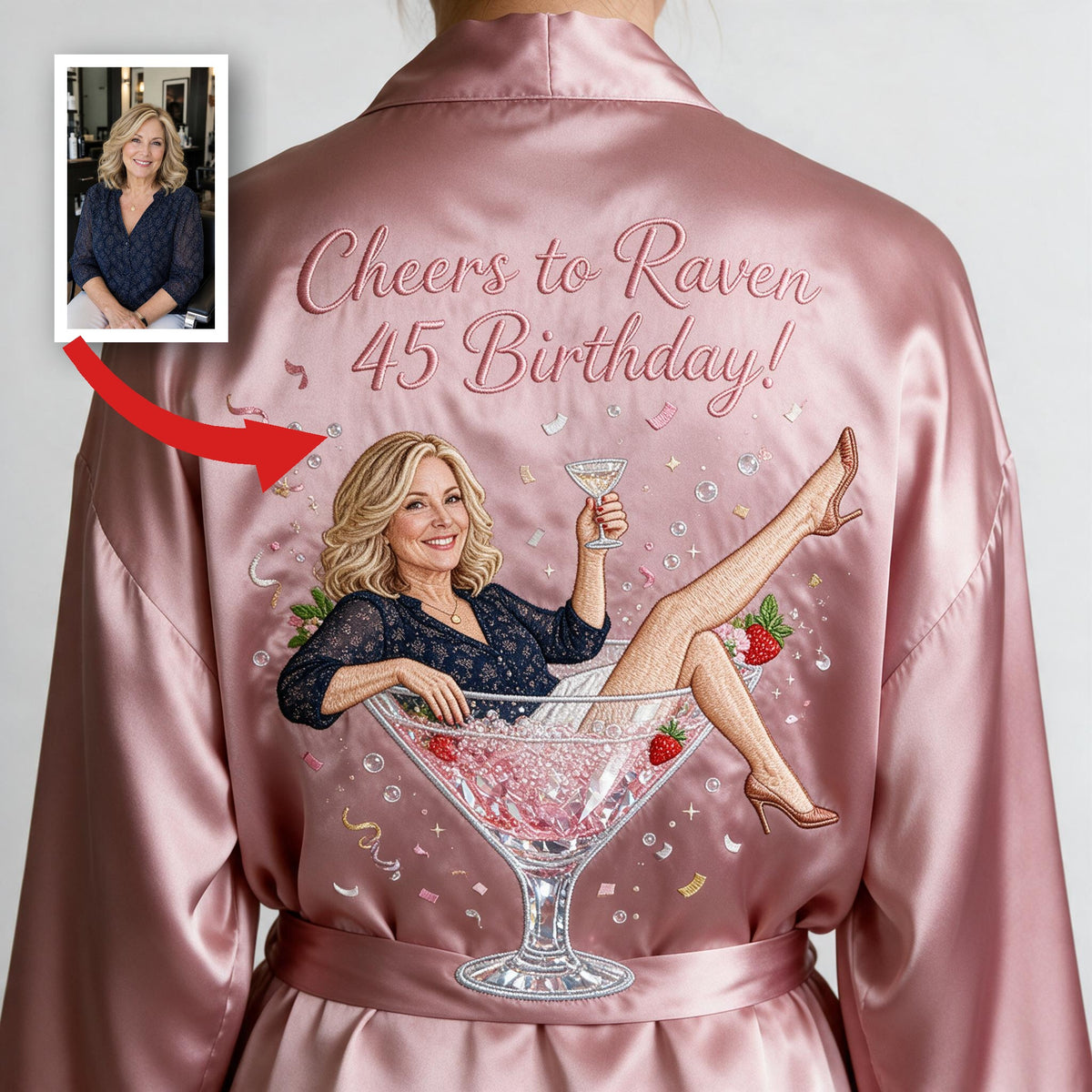 Personalized 45th Birthday Middle-Aged Woman Satin Robe Birthday Gift for Her