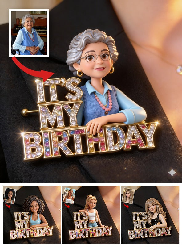 Épinglette en acrylique émaillée photo personnalisée pour le 70e anniversaire d'une femme latina